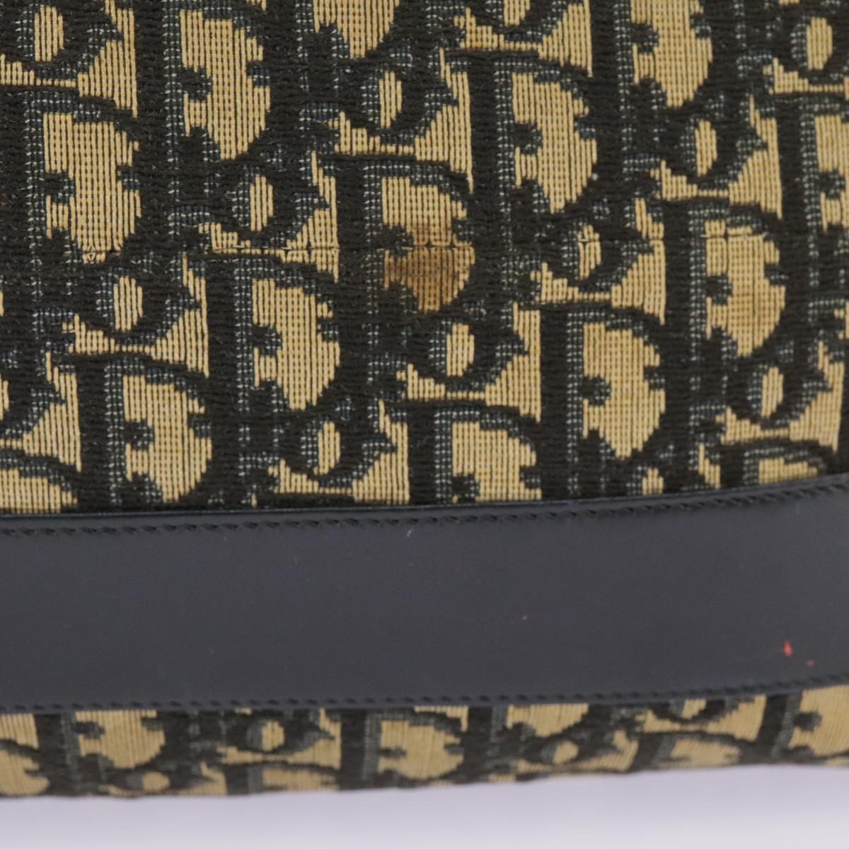 Dior Christian Dior Trotter Canvas Shoulder Bag Navy Gold Authentic 98475