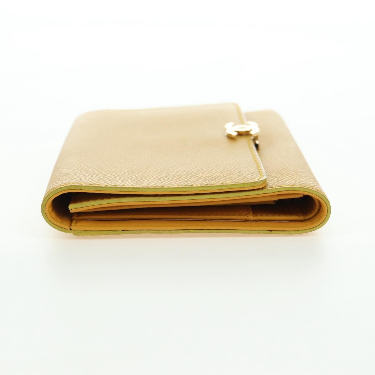Chanel CHANEL Wallet Grained Calf Skin Yellow Gold CC Authentic 180395M Bag