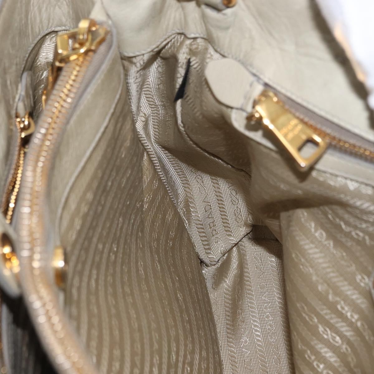Prada PRADA Hand Bag Leather 2way Beige Gold Authentic ka1369