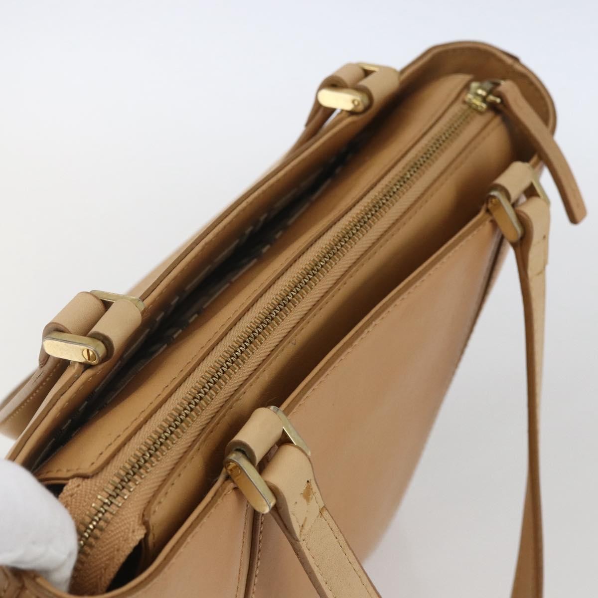 Burberry BURBERRY Hand Bag Leather Beige Gold Authentic 165049
