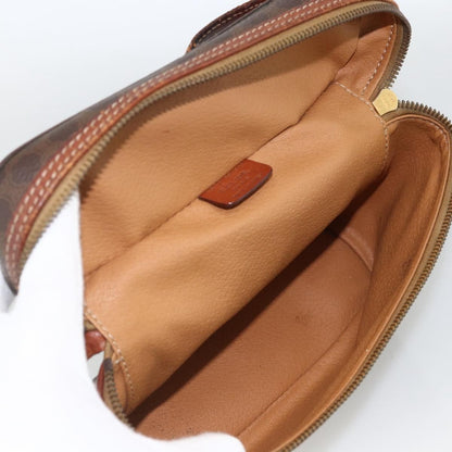 Celine CELINE Macadam Canvas Vanity Hand Bag PVC Leather Brown Gold Authentic ka2851