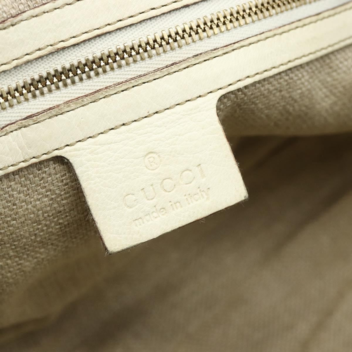 Gucci GUCCI Bamboo Boston Bag Leather White Gold 154376 Authentic ep14116