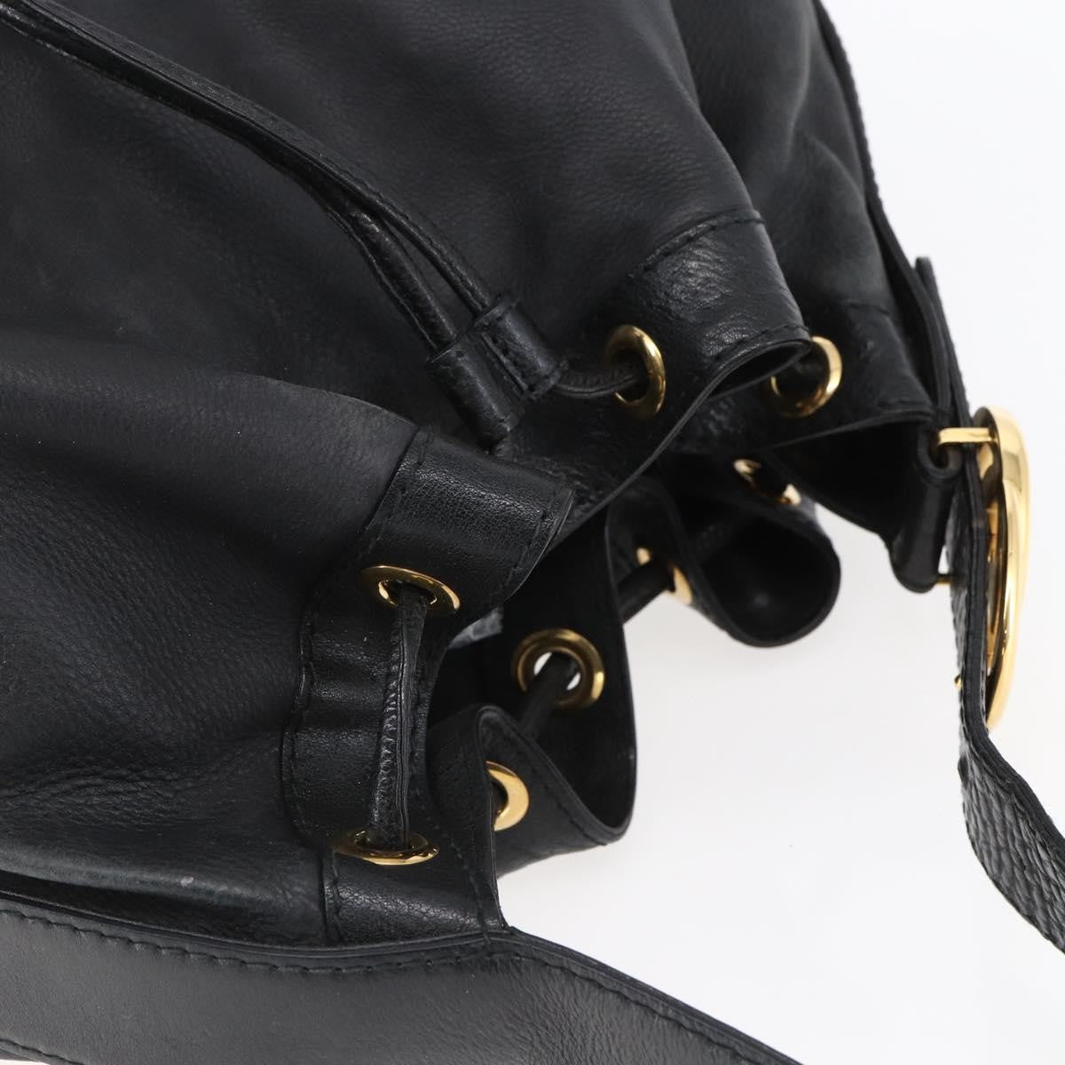 Gucci GUCCI Interlocking Shoulder Bag Leather Black Gold 223951 Authentic 152851