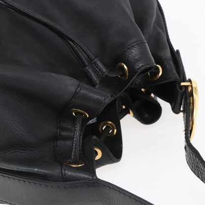 Gucci GUCCI Interlocking Shoulder Bag Leather Black Gold 223951 Authentic 152851