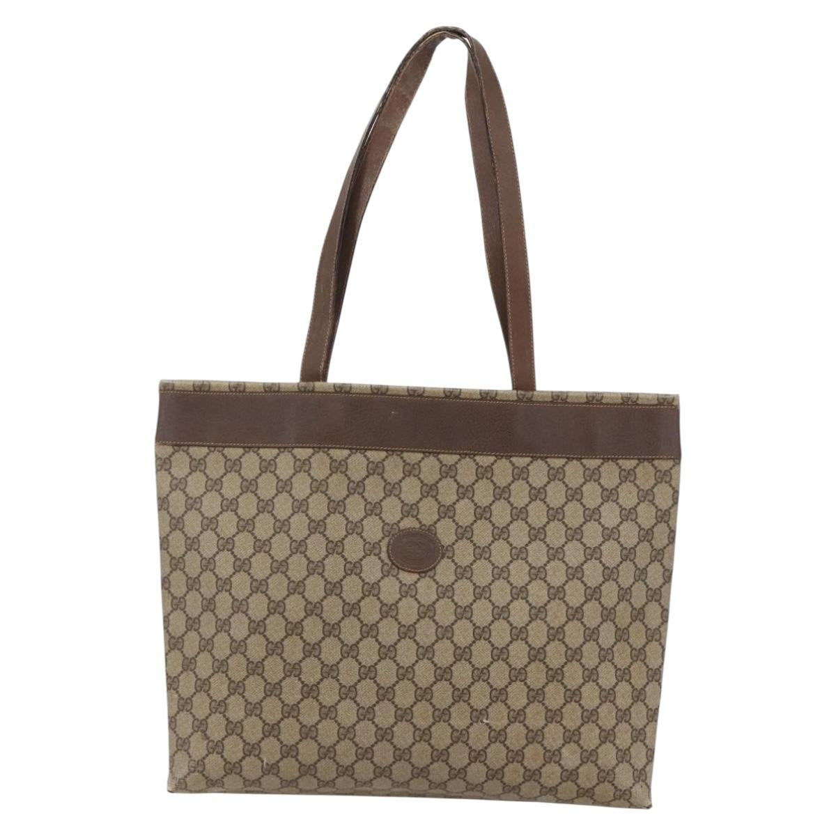 Gucci GUCCI GG Supreme Tote Bag PVC Beige 156 02 109 Authentic bs30092