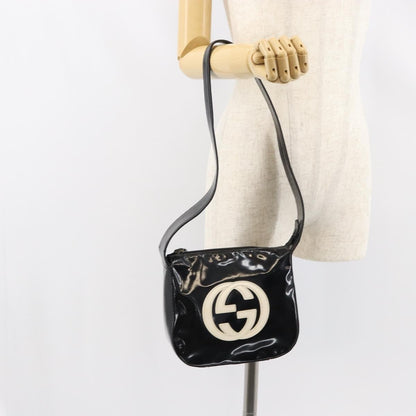 Gucci GUCCI Shoulder Bag Enamel Black Authentic 160485