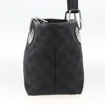 Gucci GUCCI GG Canvas Hand Bag Black Silver 120844 Authentic BA11644