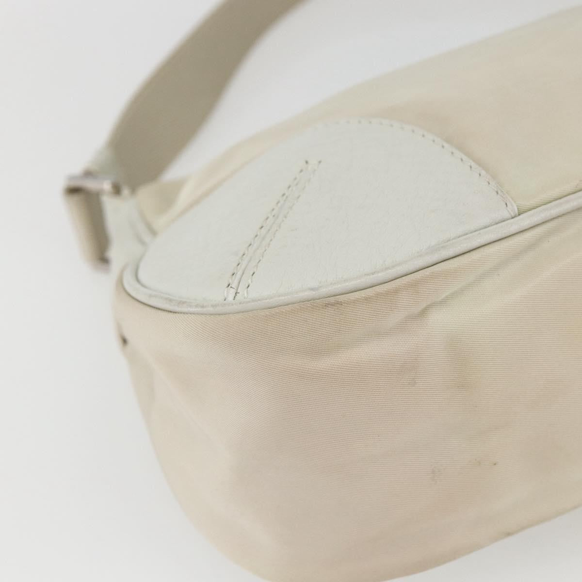 Prada PRADA Shoulder Bag Nylon Leather Ivory Silver Authentic 163087