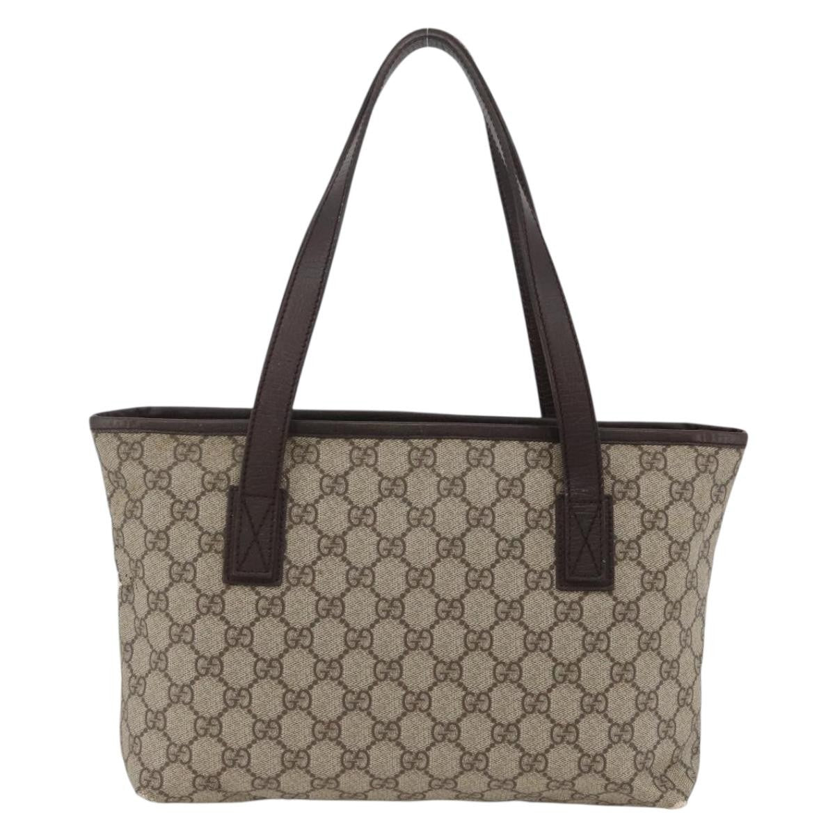 Gucci GUCCI GG Supreme Hand Bag PVC Beige Silver 181086 Authentic ARZ575
