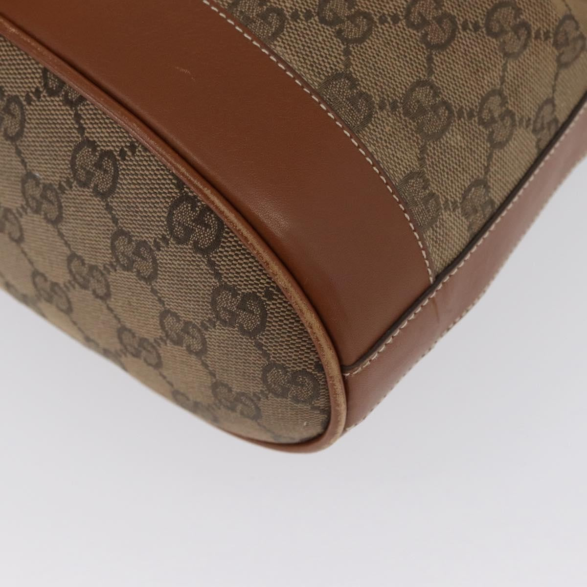 Gucci GUCCI GG Canvas Shoulder Bag Beige Gold Authentic BA10397