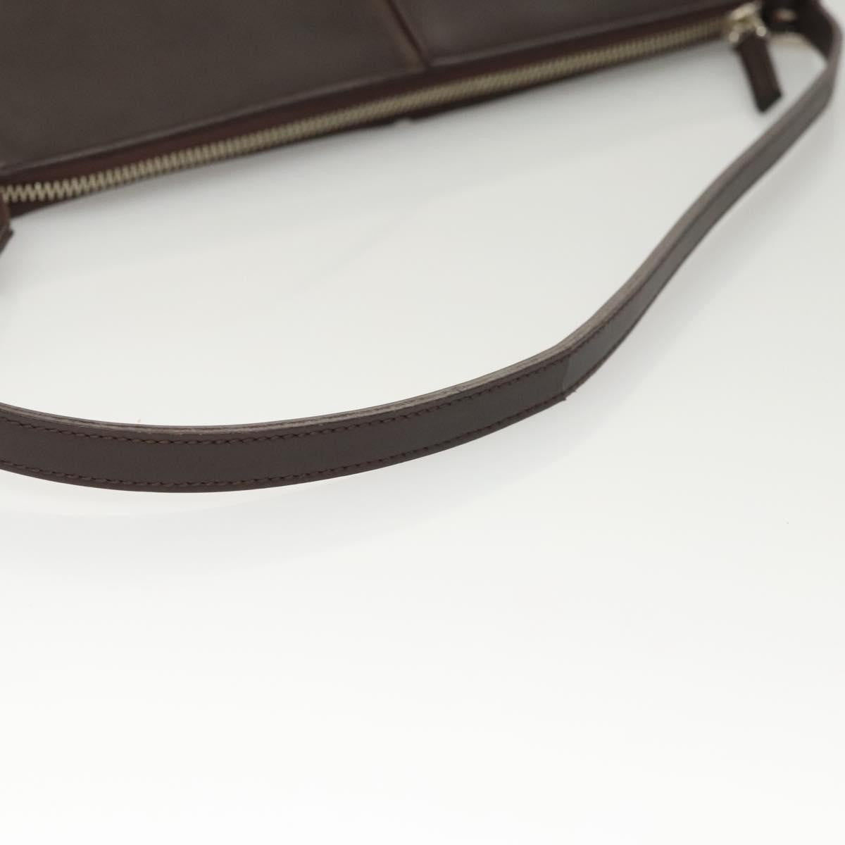 Burberry BURBERRY Shoulder Bag Leather Brown Silver Authentic BA2674