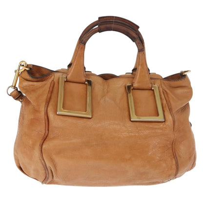Chloé Chloé Chloe Etel Hand Bag Leather 2way Beige Gold Authentic fm4883