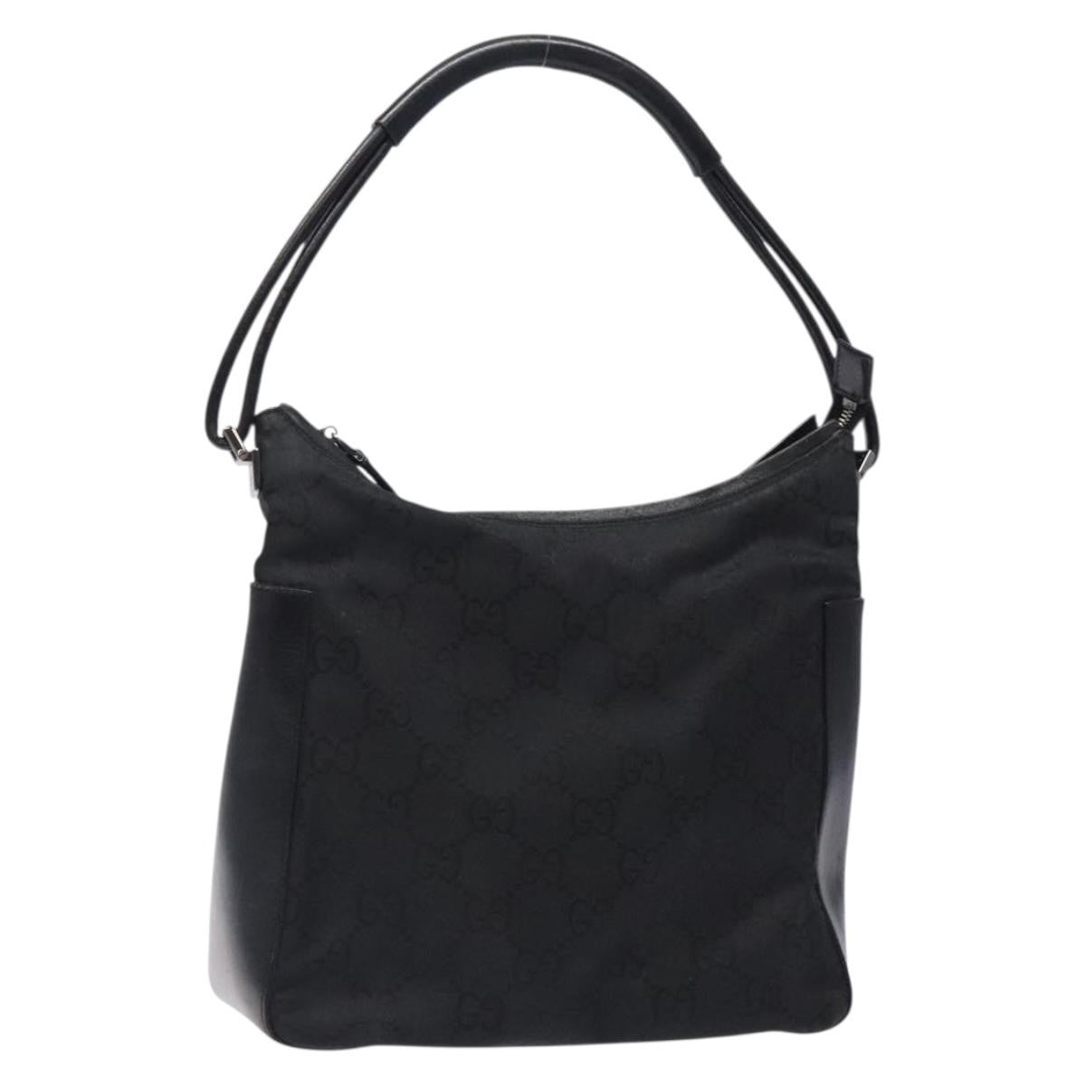 Gucci GUCCI GG Canvas Shoulder Bag Nylon Black Silver 001 3766 Authentic BA4115