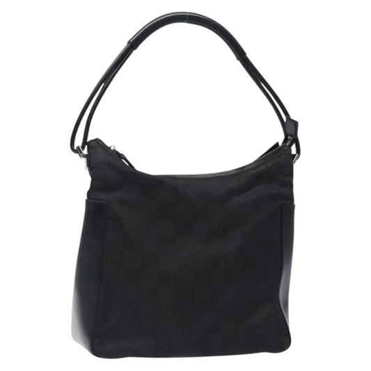 Gucci GUCCI GG Canvas Shoulder Bag Nylon Black Silver 001 3766 Authentic BA4115