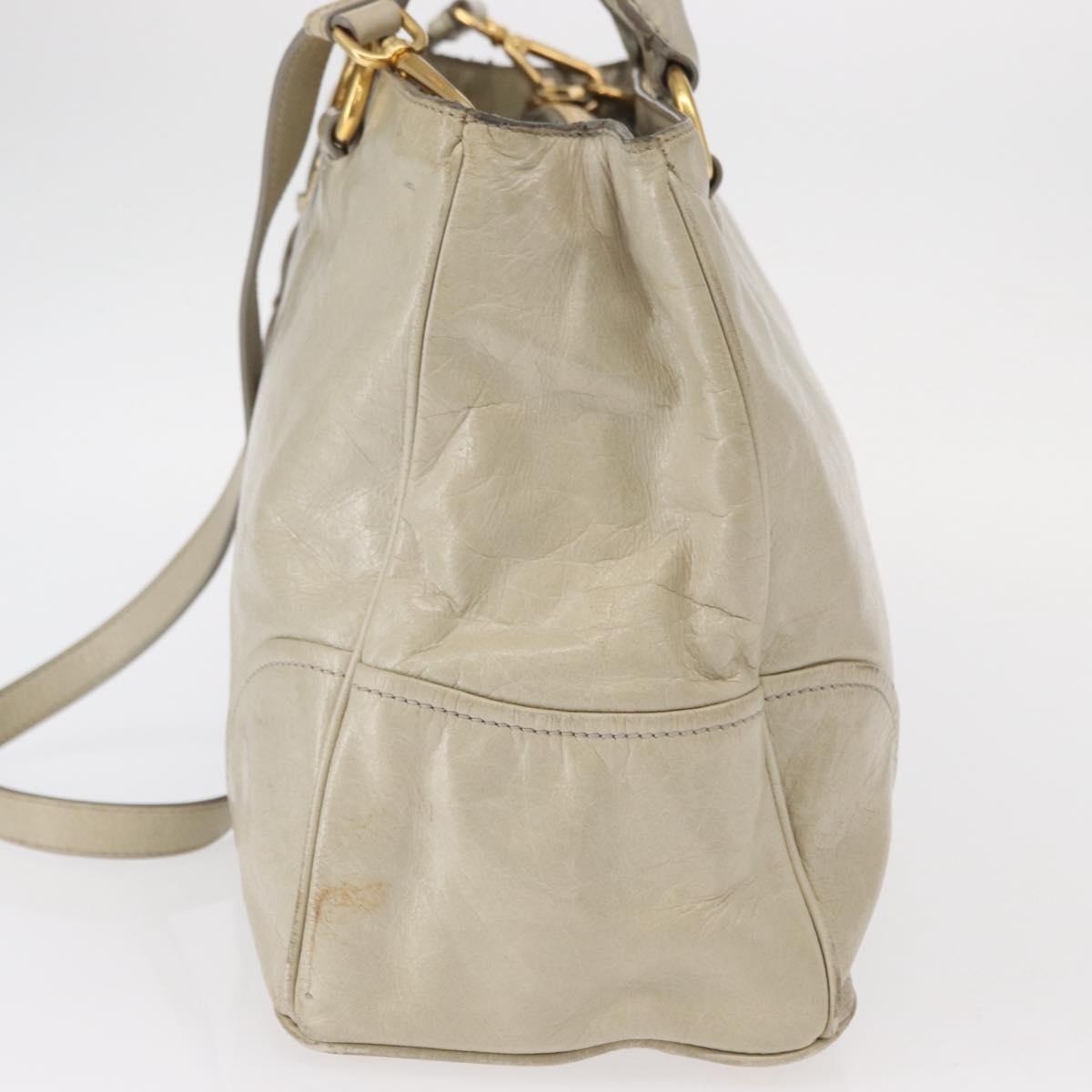Prada PRADA Hand Bag Leather 2way Beige Gold Authentic ka1369