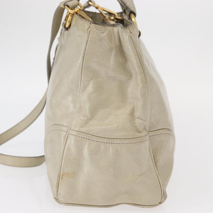 Prada PRADA Hand Bag Leather 2way Beige Gold Authentic ka1369