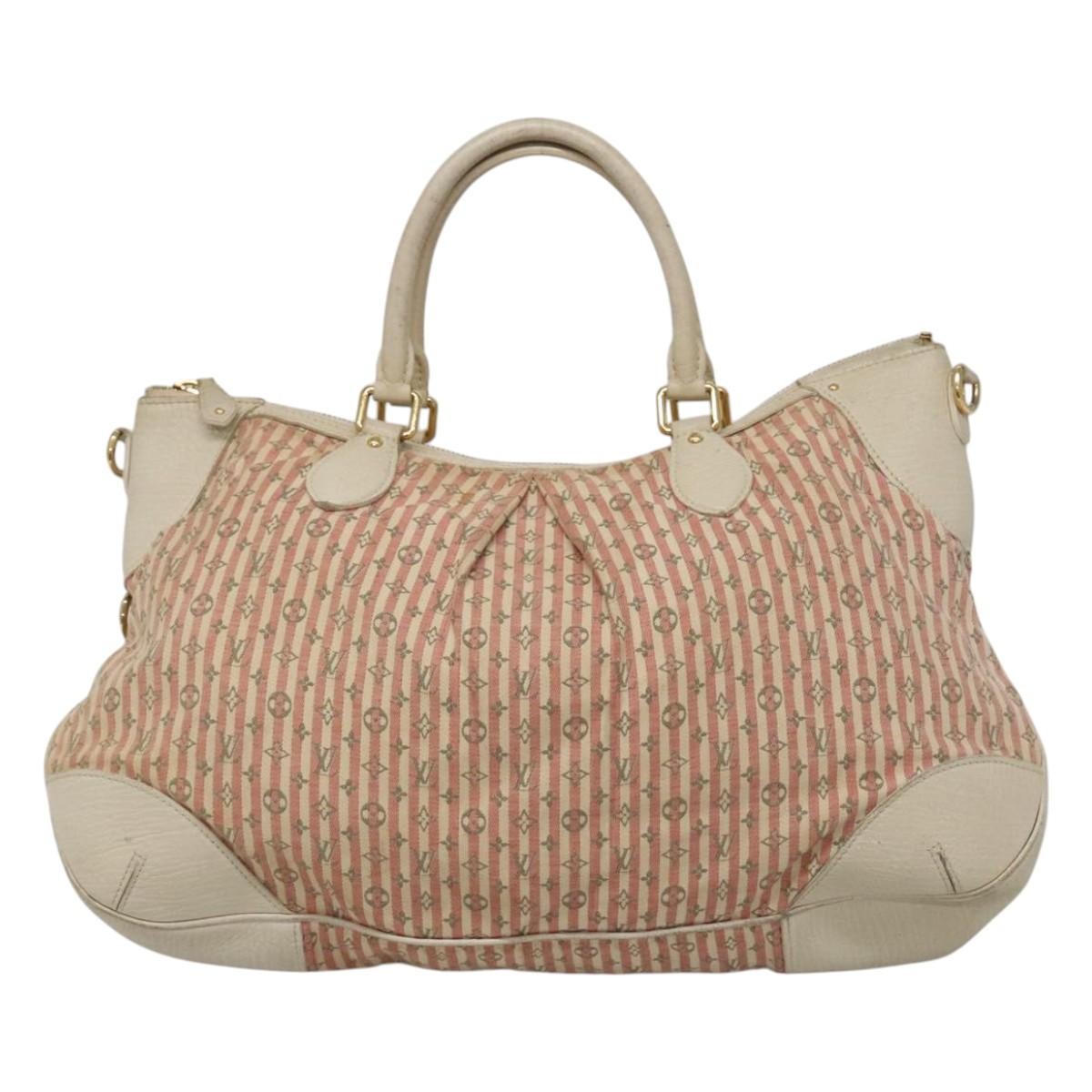 Louis Vuitton LOUIS VUITTON Mini Lin Marina GM Hand Bag Croisette 2way Pink M95493 Authentic EC192