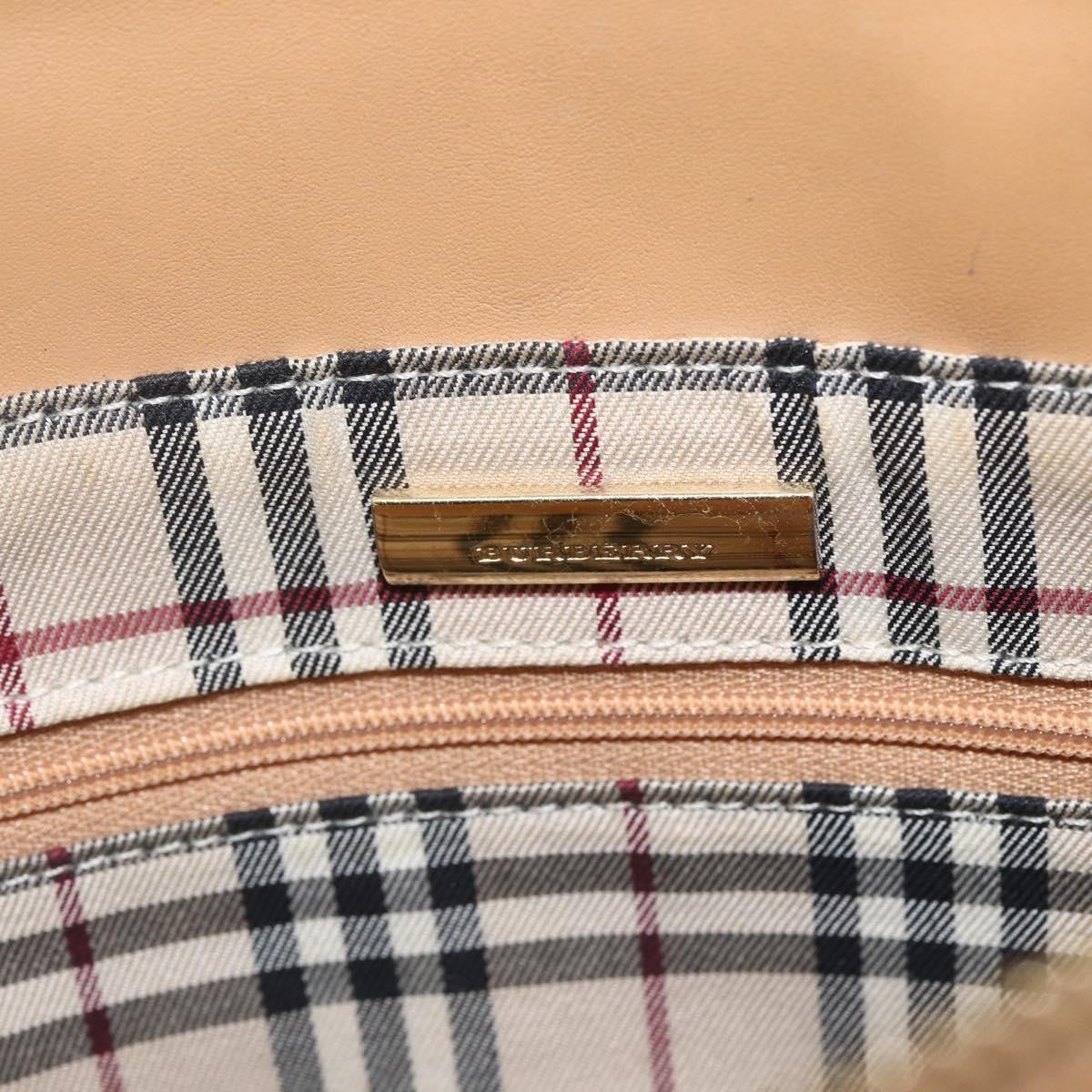 Burberry BURBERRY Hand Bag Leather Beige Gold Authentic 165049