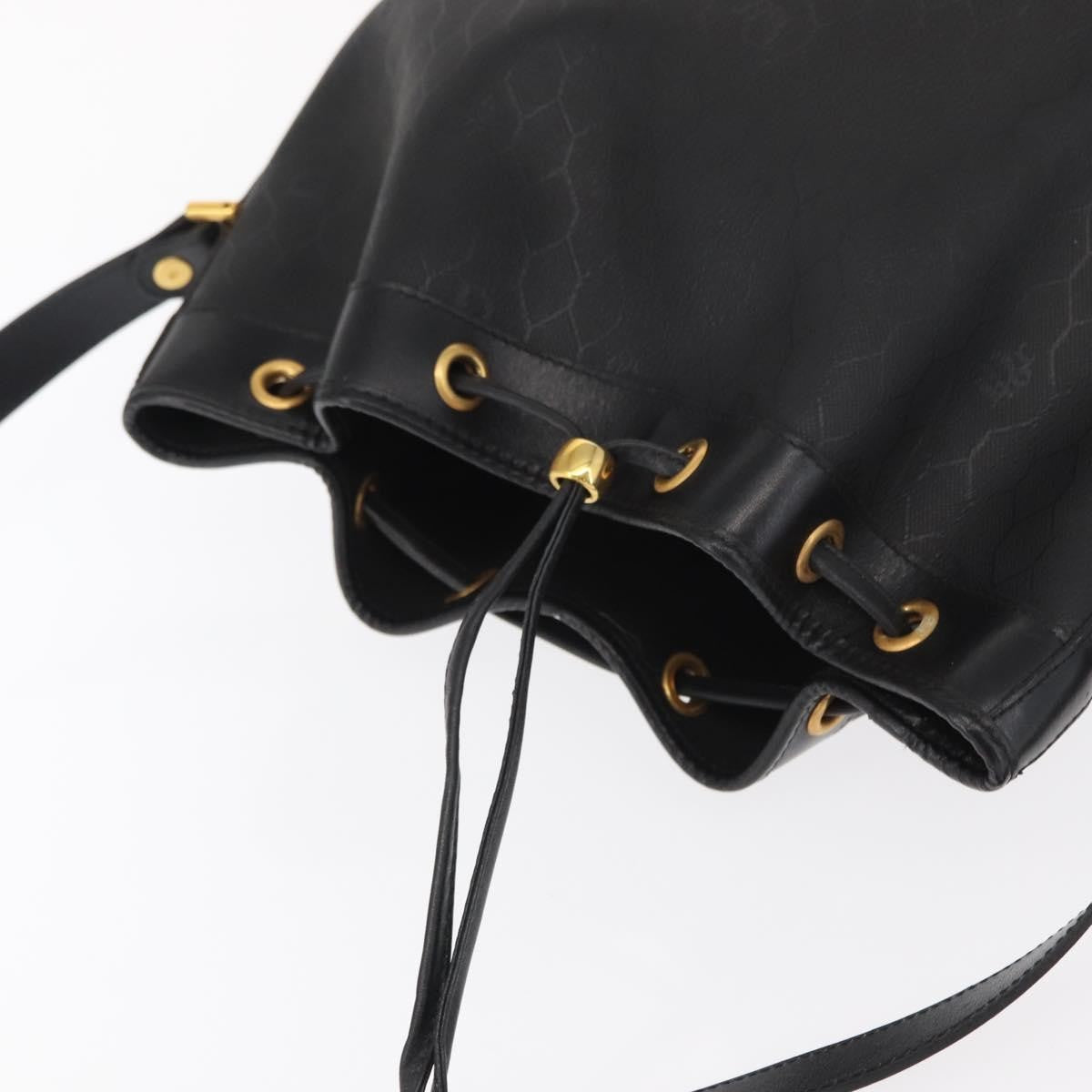 Dior Christian Dior Honeycomb Canvas Shoulder Bag PVC Black Gold Authentic 161139