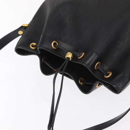 Dior Christian Dior Honeycomb Canvas Shoulder Bag PVC Black Gold Authentic 161139