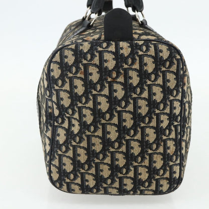 Dior Christian Dior Trotter Canvas Boston Bag Navy Silver Authentic 175415