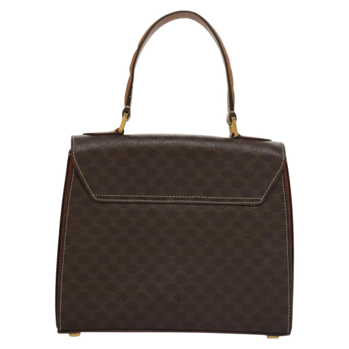 Celine CELINE Macadam Canvas Hand Bag PVC Leather 2way Brown Authentic 111670
