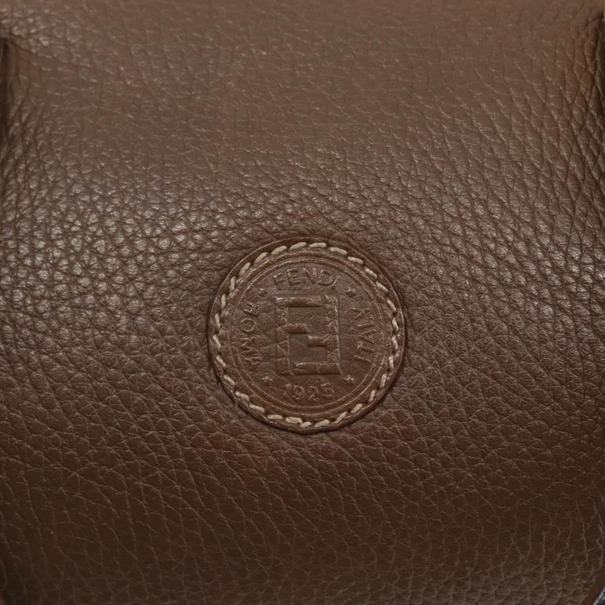 Fendi FENDI Hand Bag Leather Brown Gold Authentic kk558