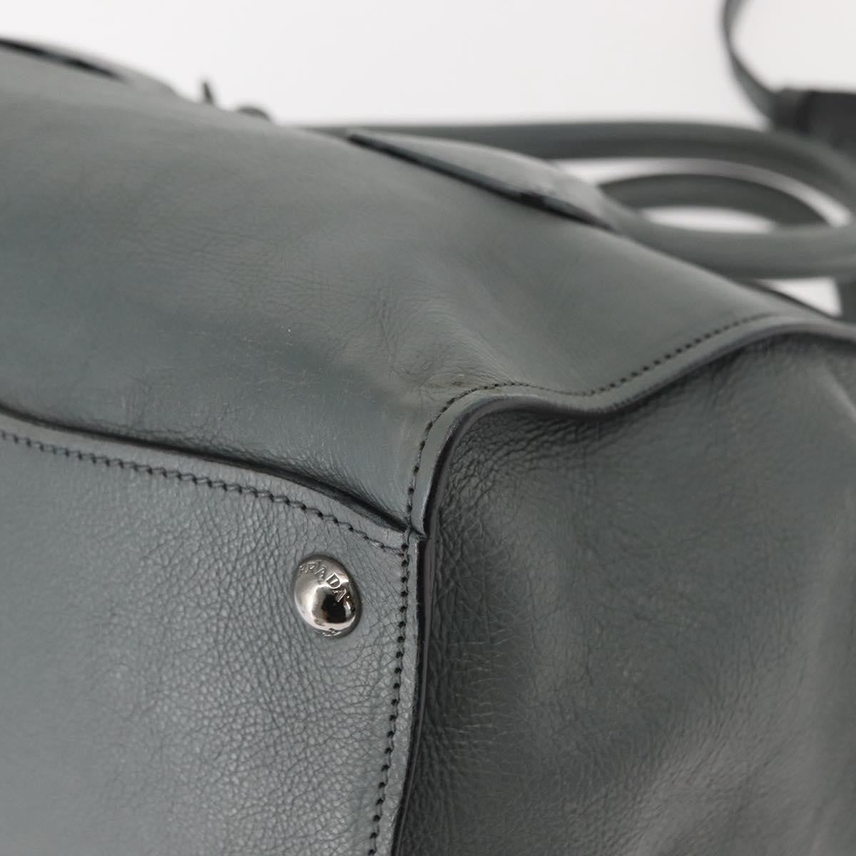 Prada PRADA Hand Bag Leather Gray Silver Authentic 149313