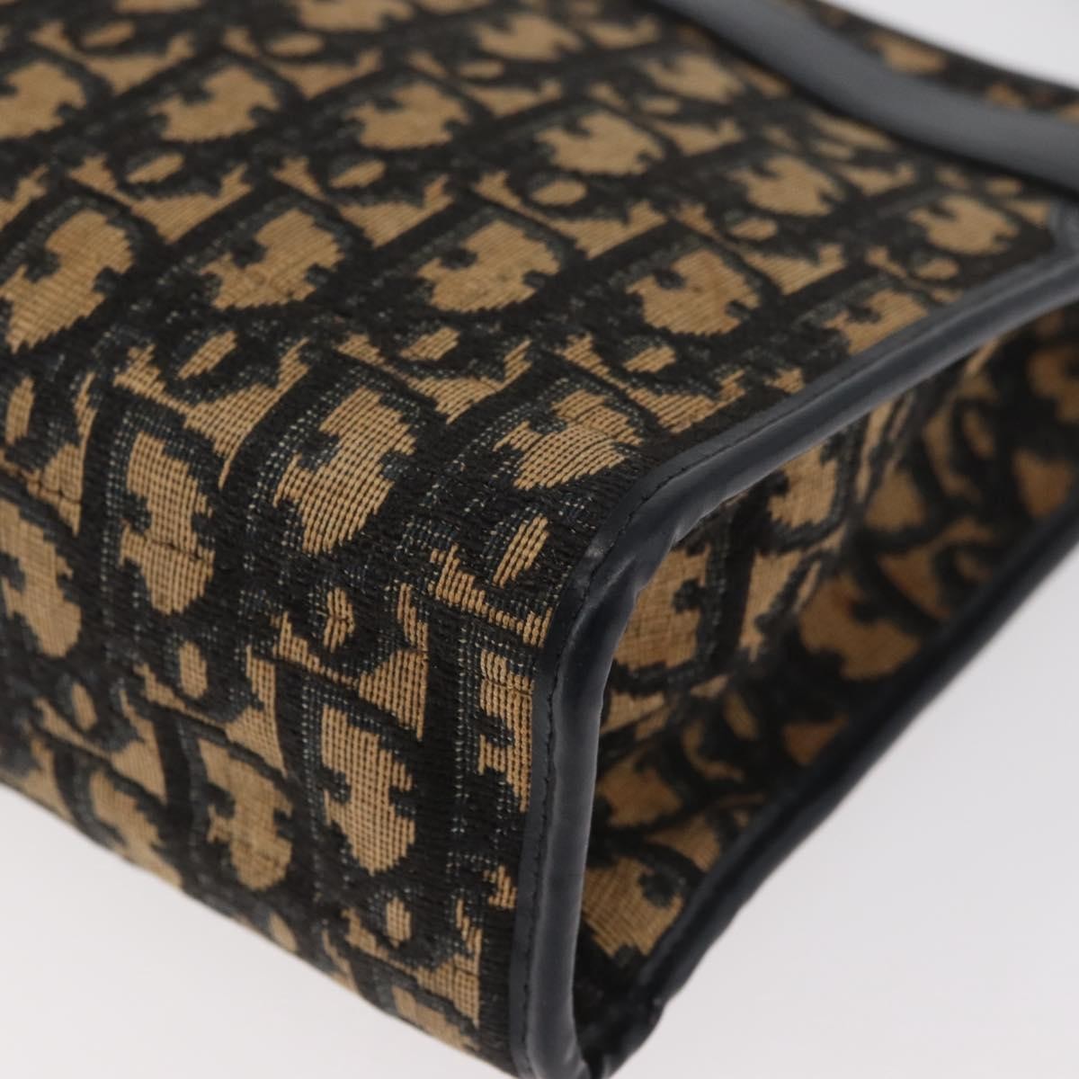 Dior Christian Dior Trotter Canvas Shoulder Bag Navy Gold Authentic 181395