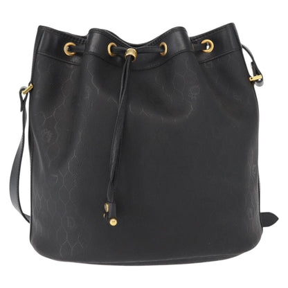 Dior Christian Dior Honeycomb Canvas Shoulder Bag PVC Black Gold Authentic 161139