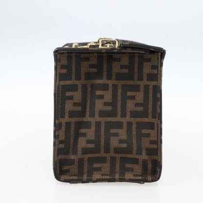 Fendi FENDI Zucca Canvas Vanity Hand Bag Black Brown Authentic 169044