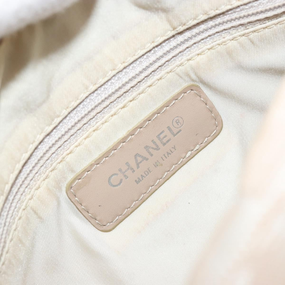 Chanel CHANEL New Travel Line Shoulder Bag Nylon Beige Silver CC Authentic BA12317