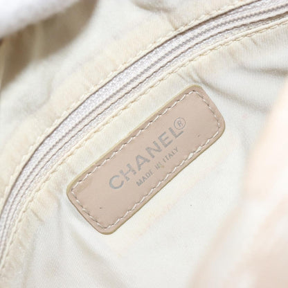 Chanel CHANEL New Travel Line Shoulder Bag Nylon Beige Silver CC Authentic BA12317