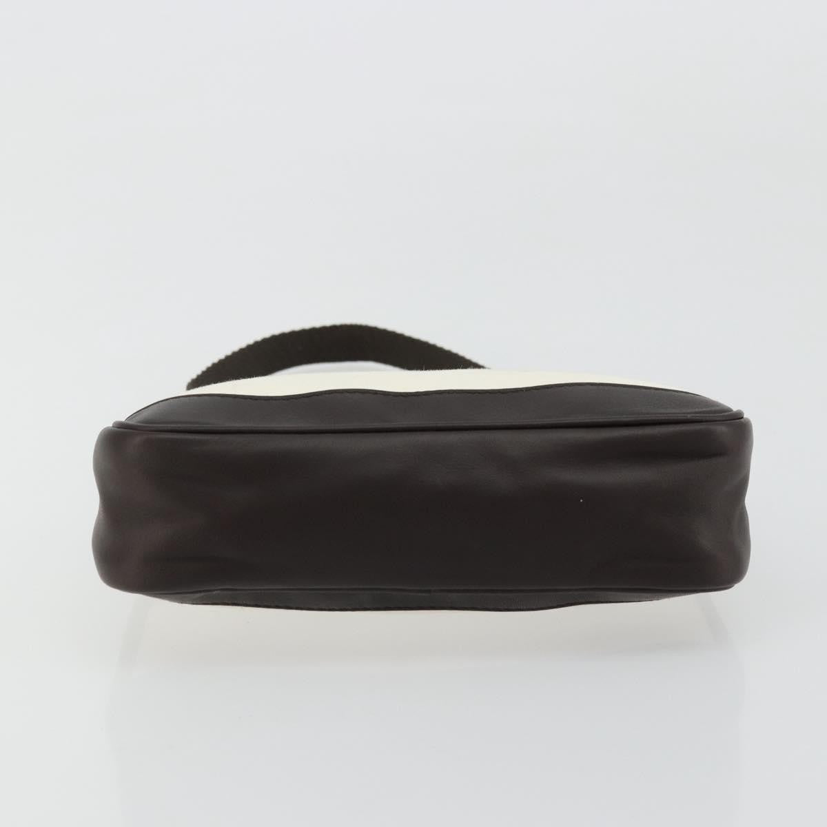 Gucci GUCCI Hand Pouch Bag Canvas Leather Brown White 92821 Authentic 177484A