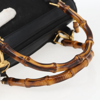 Gucci GUCCI Bamboo Hand Bag Suede 2way Black Gold 000 3444 0294 Authentic 161026