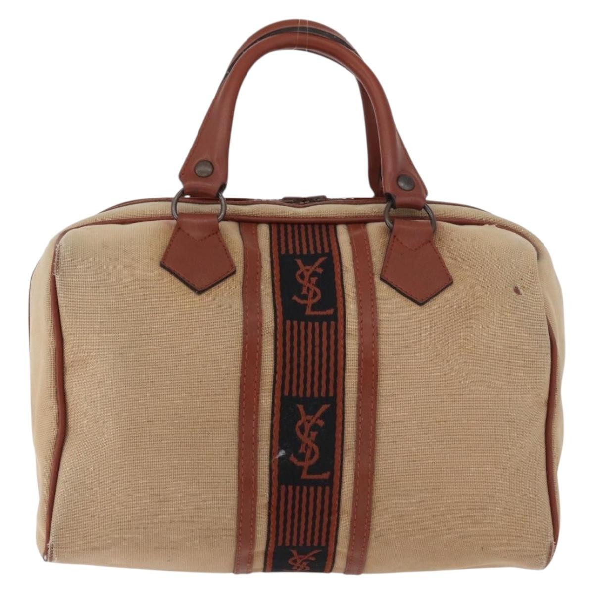 Saint Laurent SAINT LAURENT Boston Bag Canvas Brown Authentic BA12896