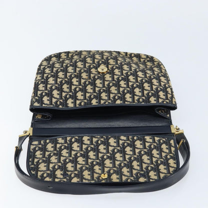 Dior Christian Dior Trotter Canvas Shoulder Bag Navy Gold Authentic gh1790
