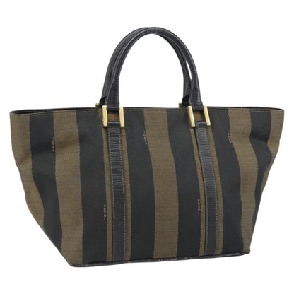 Fendi FENDI Pecan Canvas Hand Bag Black Brown Authentic 158368
