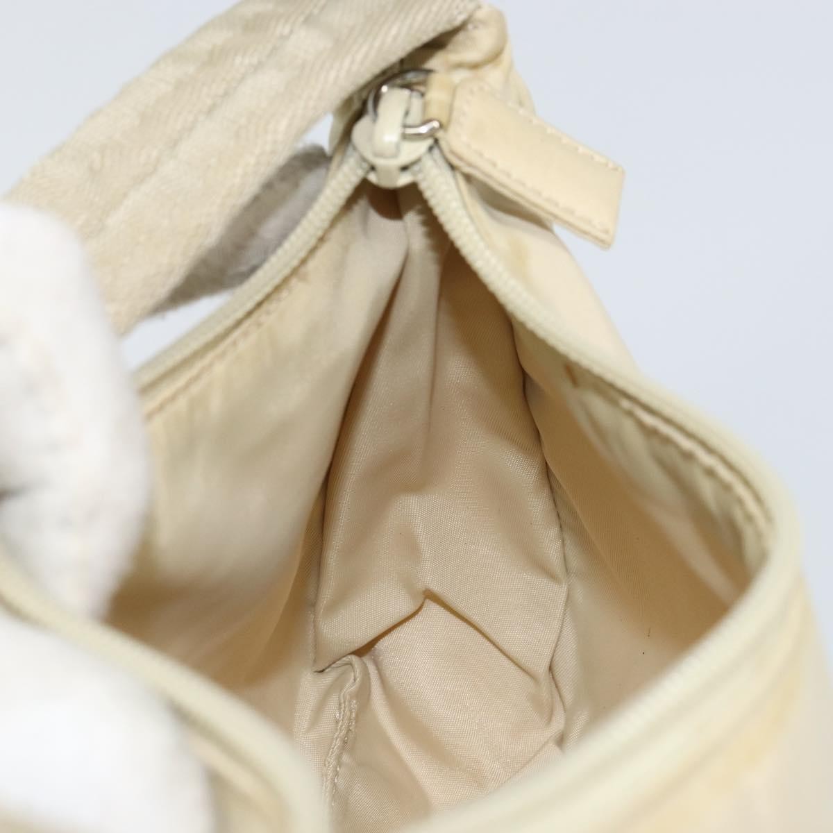 Prada PRADA Hand Bag Nylon Ivory Silver Authentic 163192
