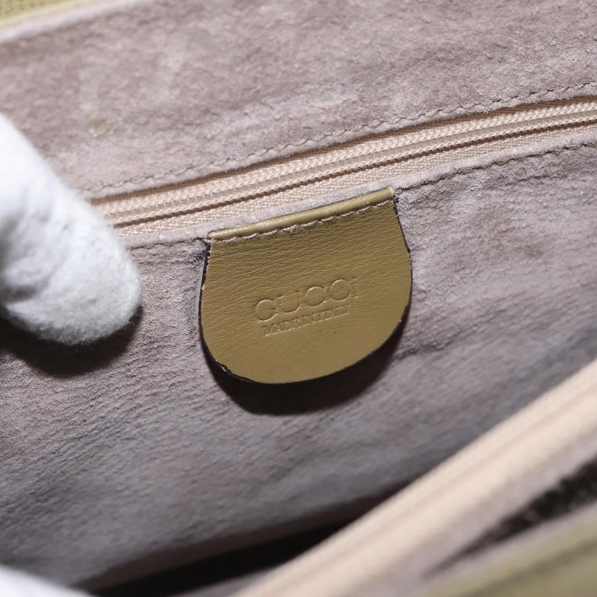 Gucci GUCCI Hand Bag Leather Green Gold Authentic YKZ715