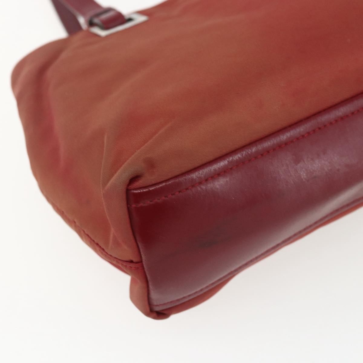 Prada PRADA Hand Bag Nylon Red Silver Authentic 170383