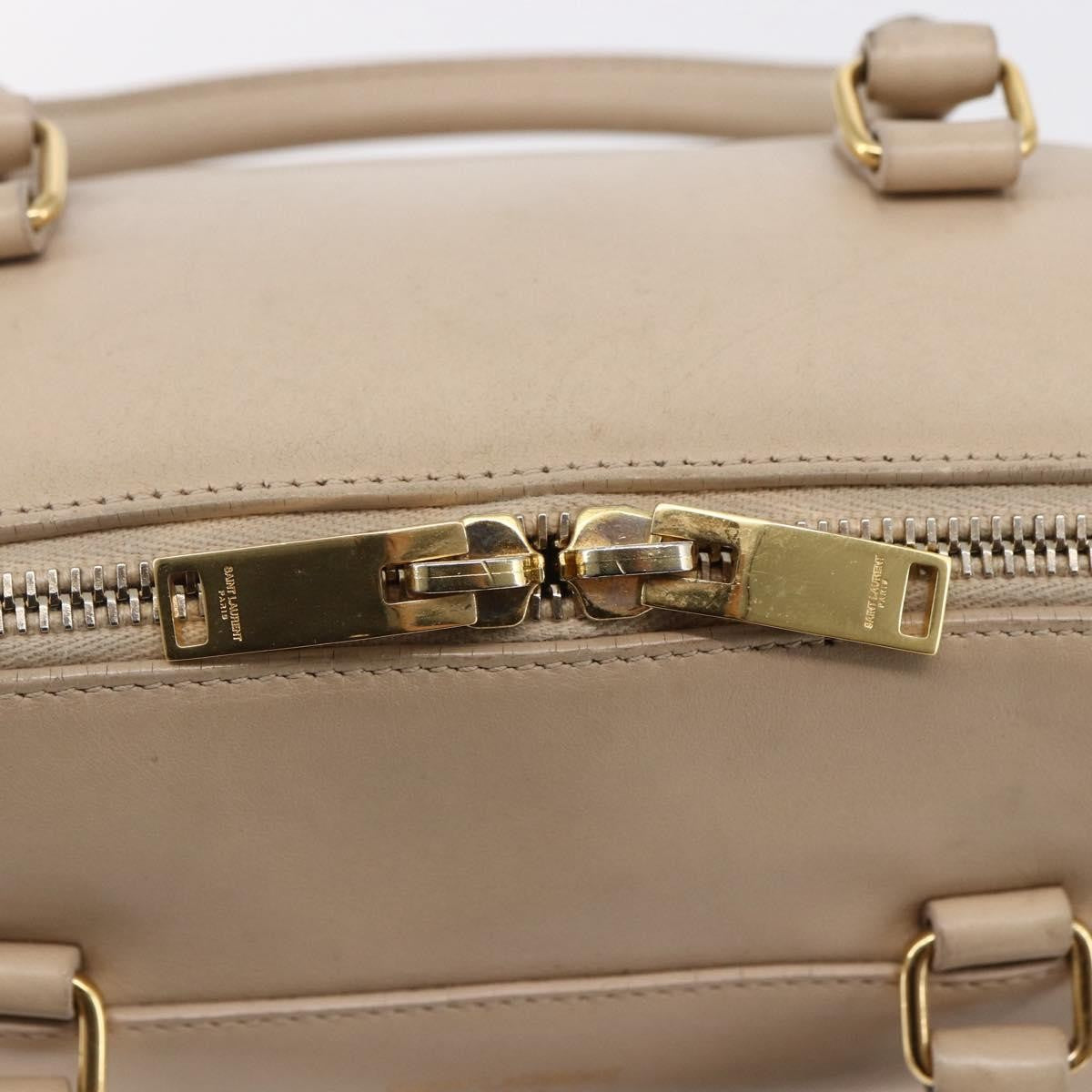 Saint Laurent SAINT LAURENT Mini Boston Bag Leather 2way Beige Gold Authentic bs30083