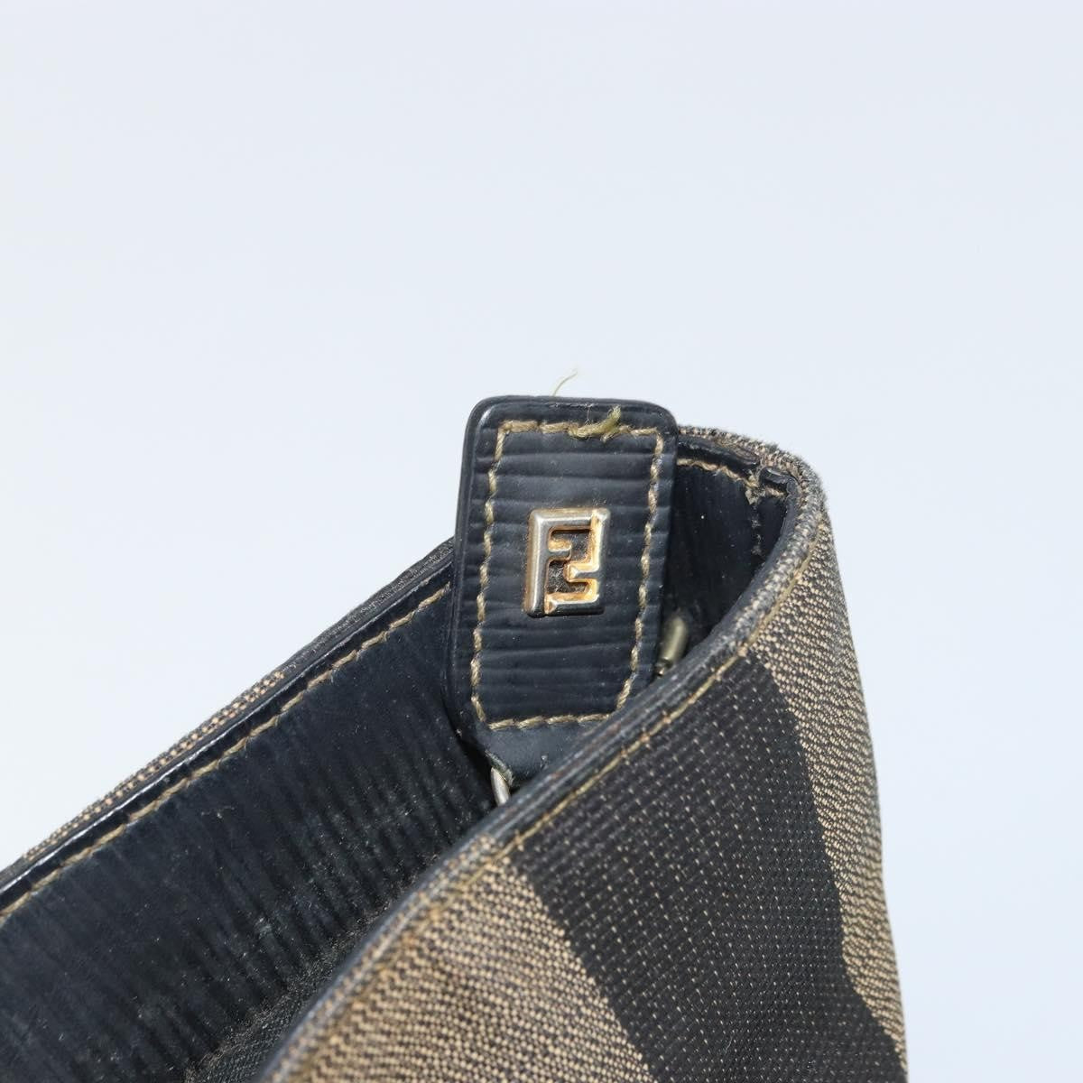 Fendi FENDI Pecan Canvas Hand Bag Black Brown Authentic 158368