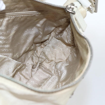 Prada PRADA Shoulder Bag Nylon Leather Ivory Silver Authentic 163087