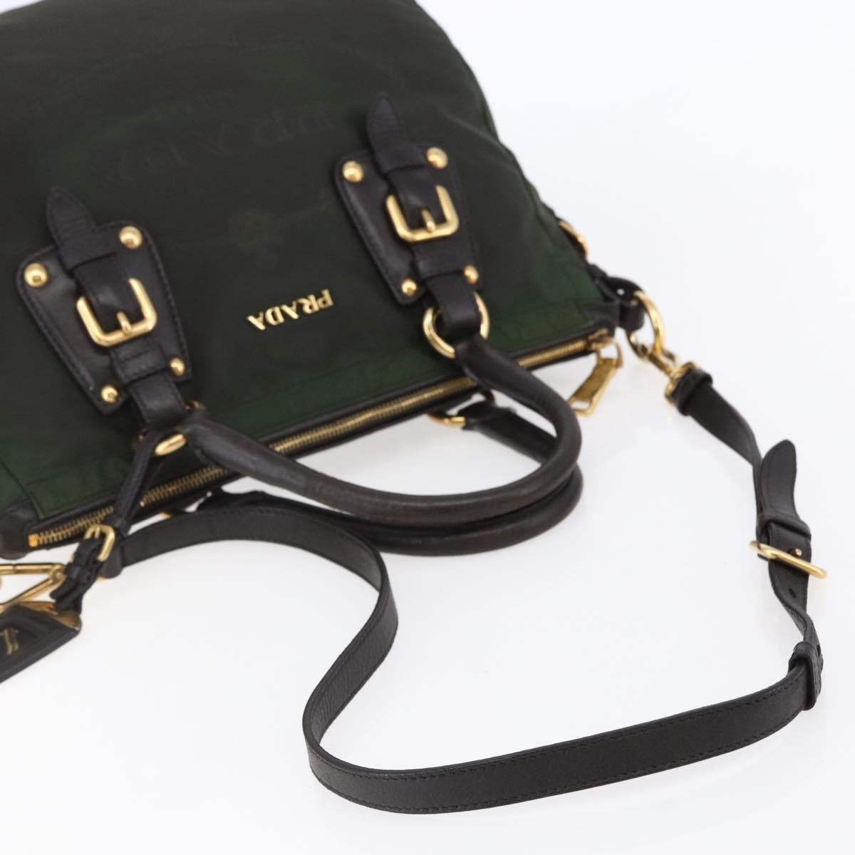 Prada PRADA Hand Bag Nylon 2way Khaki Gold Authentic 148290