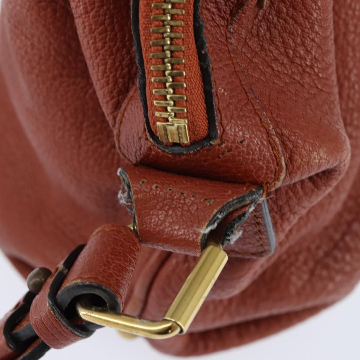 Chloé Chloé Chloe Hand Bag Leather 2way Orange Gold Authentic BA7366