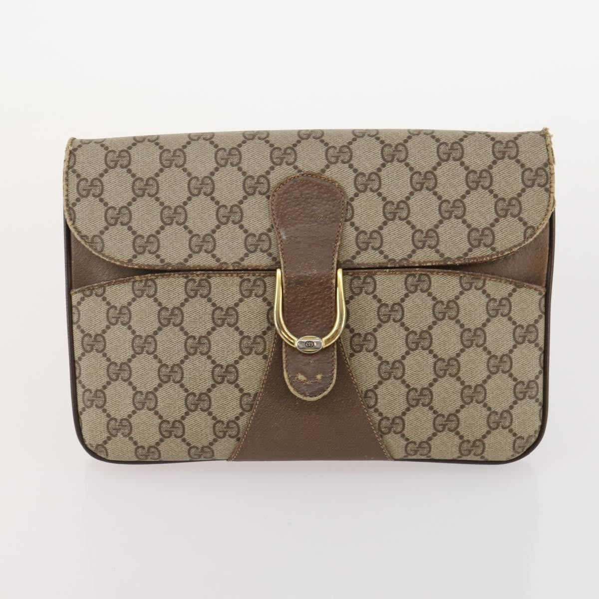Gucci GUCCI GG Supreme GG Crystal GG Canvas Bag PVC 4 Set Navy Beige Authentic YKZ424