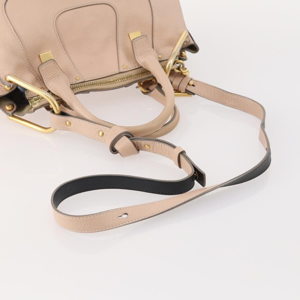 Chloé Chloé Chloe Hailey Hand Bag Leather 2way Pink Gold 02165665 Authentic YKZ911A