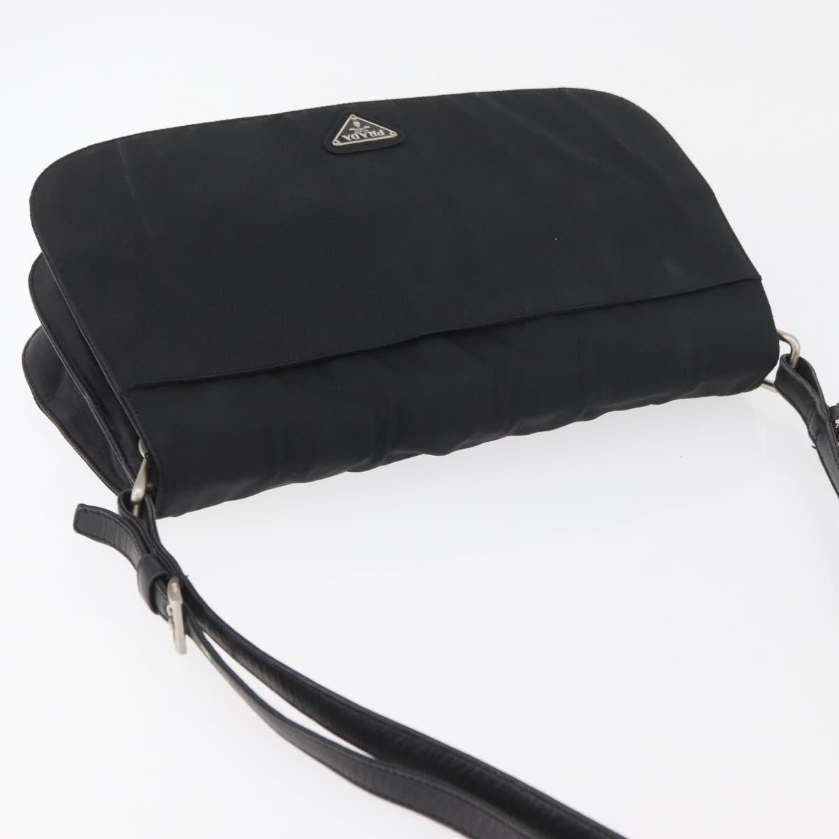 Prada PRADA Shoulder Bag Nylon Black Silver Authentic YKZ1095A