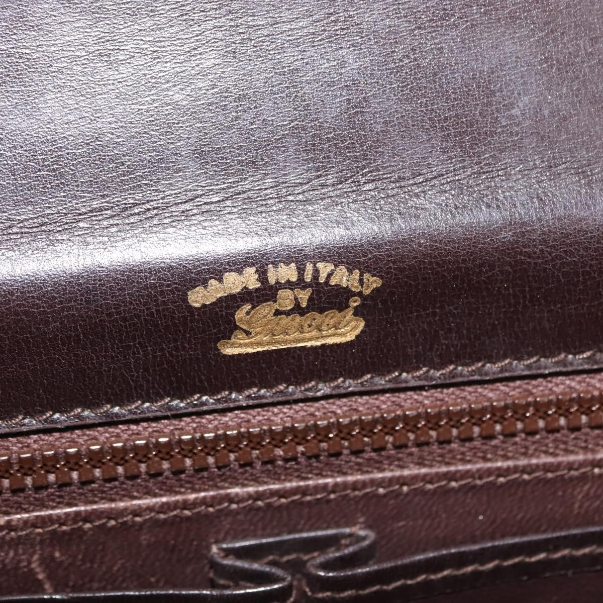 Gucci GUCCI Shoulder Bag Leather Brown gold Authentic fm4925